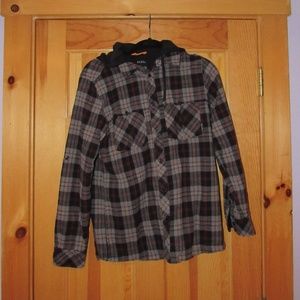 Black Plaid Flannel with Hood